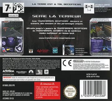 Transformers - Decepticons (Europe) (Rev 1) box cover back